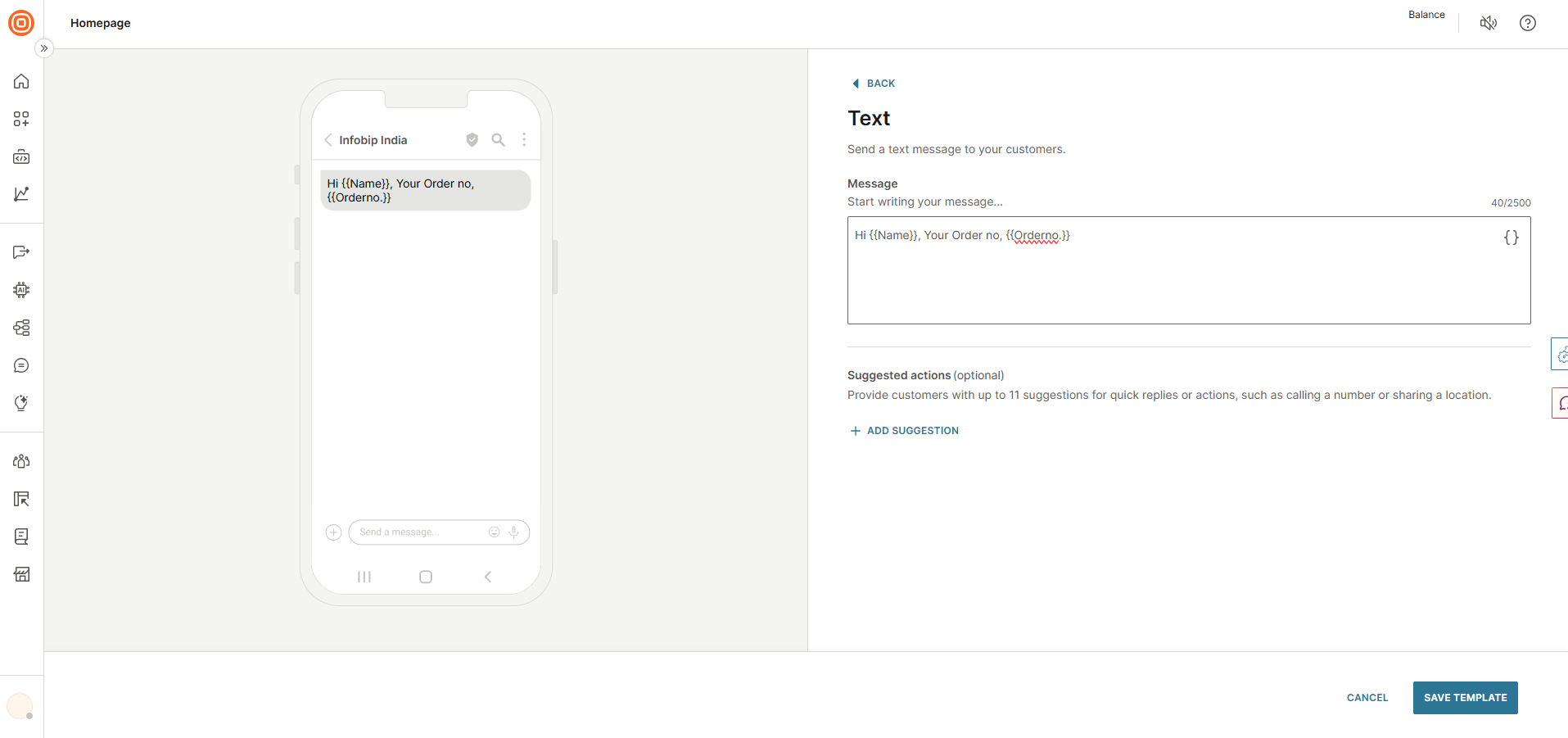 Create and preview template