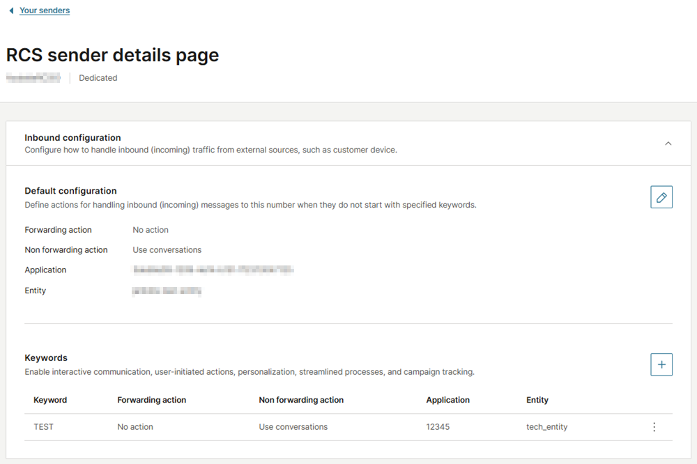 RCS sender details UI