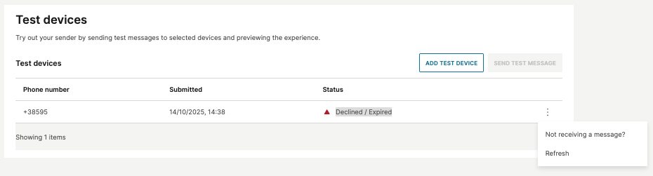 RCS test devices declined