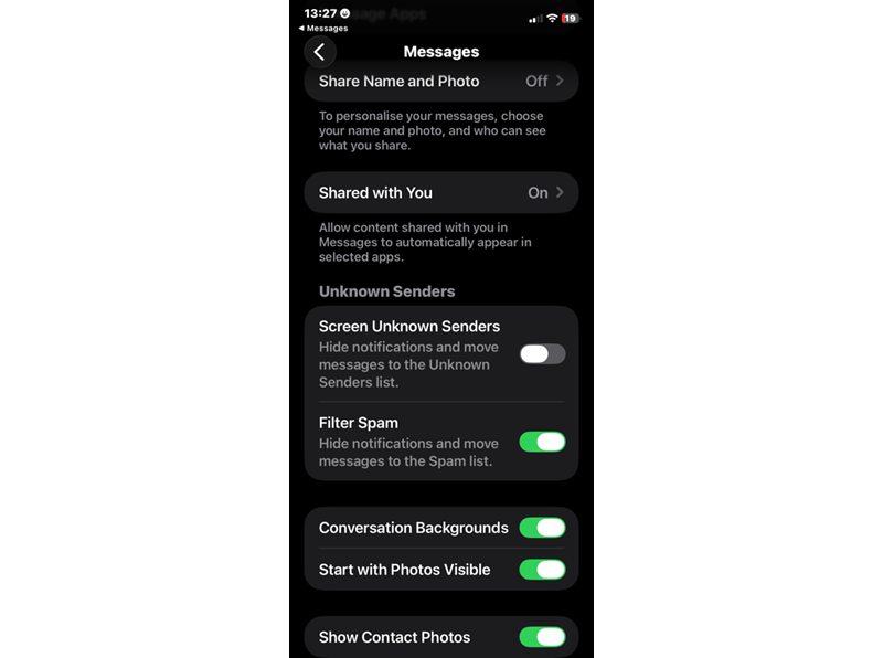 rcs message options