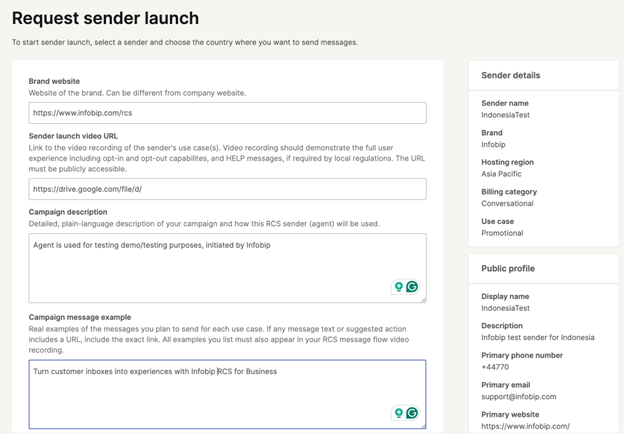 Campaign message example field