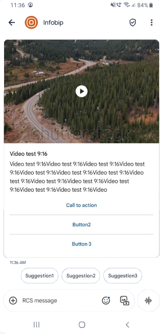 Video display in a vertical rich card on Android
