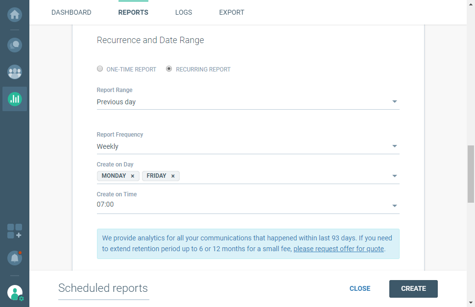 Analyze reports per date range