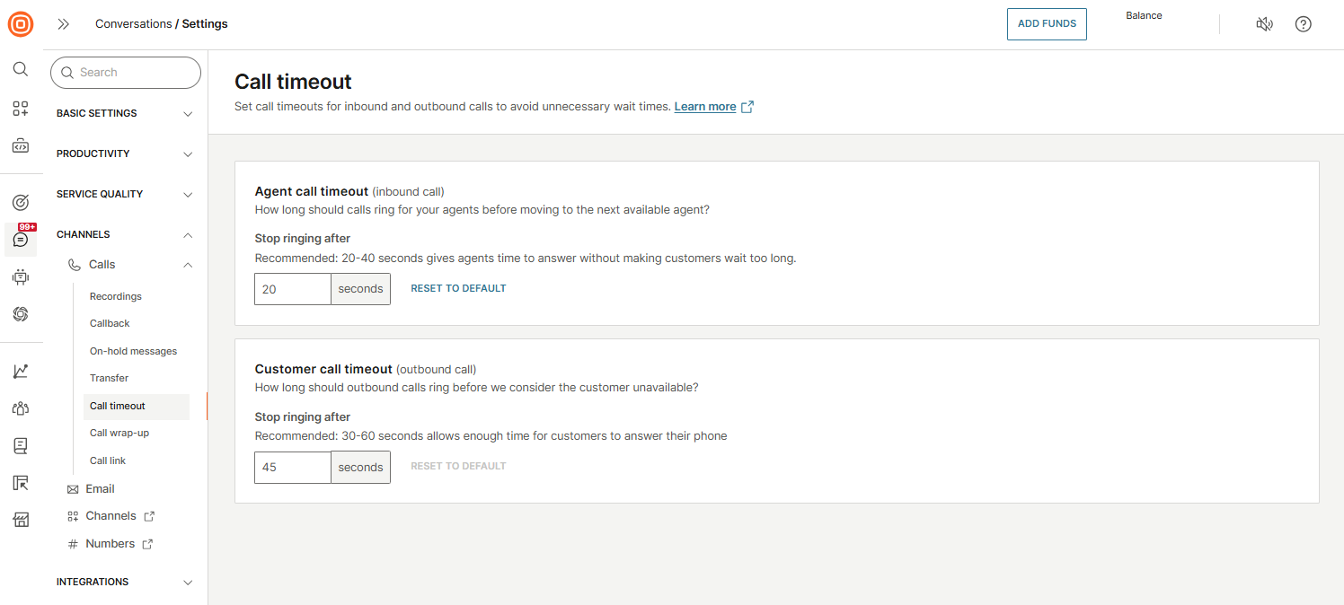 Calls - Advanced controls