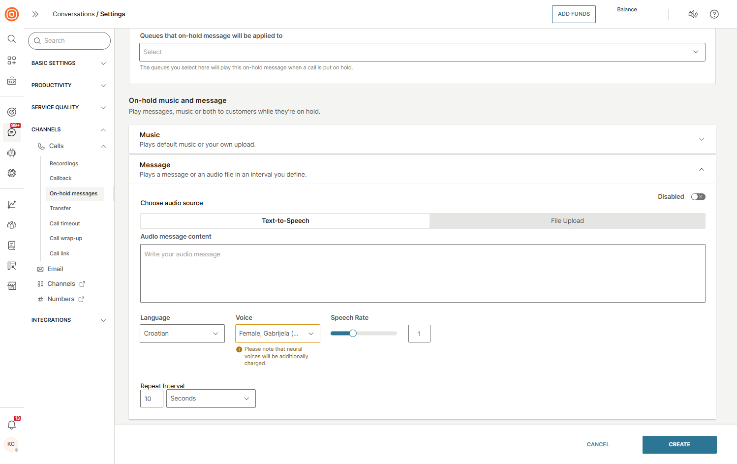 Conversations - On hold message music
