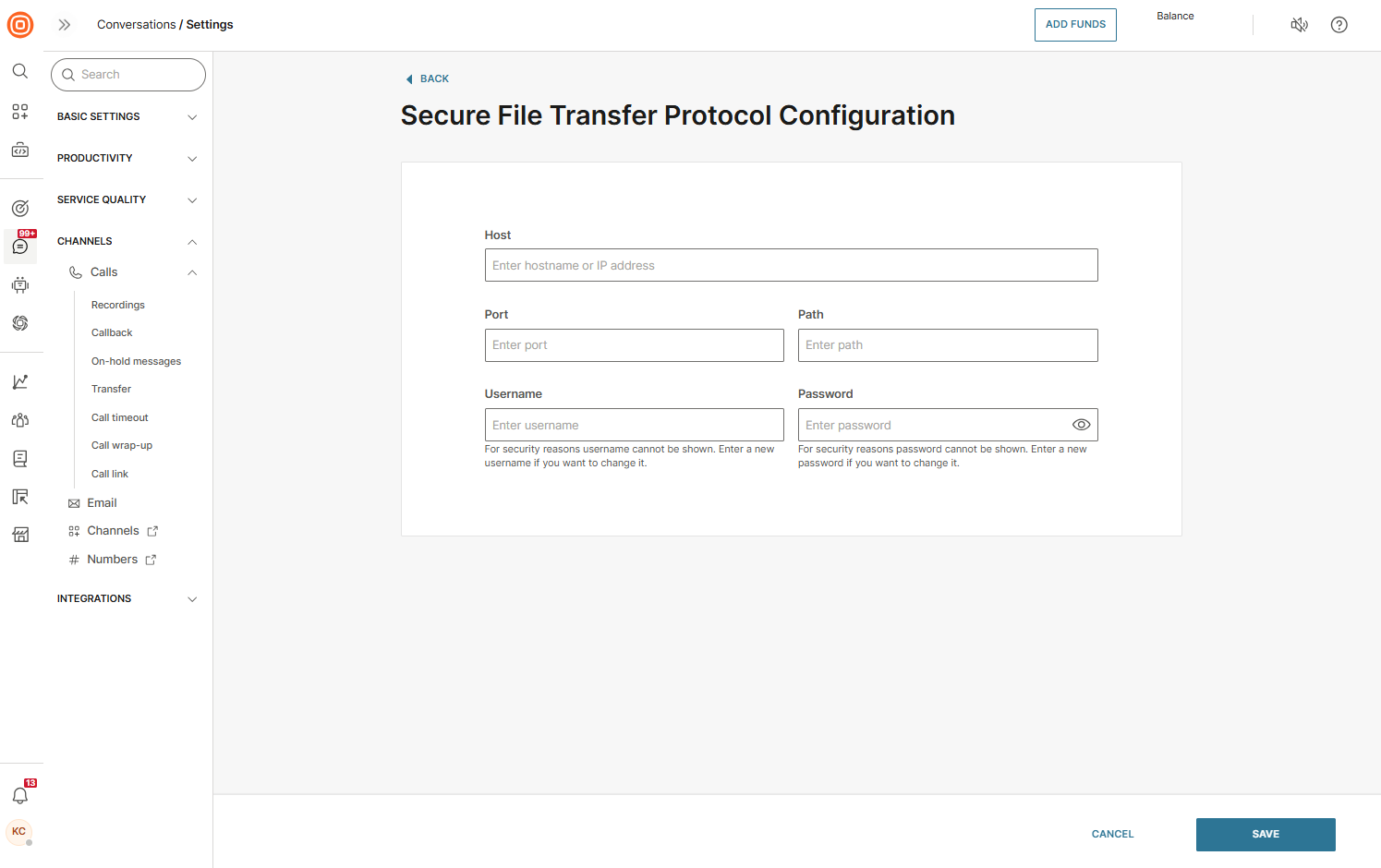 Calls - Recording SFTP