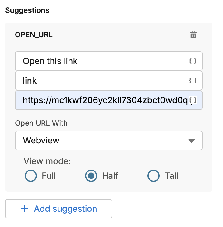 Salesforce Marketing Cloud RCS Open URL web view