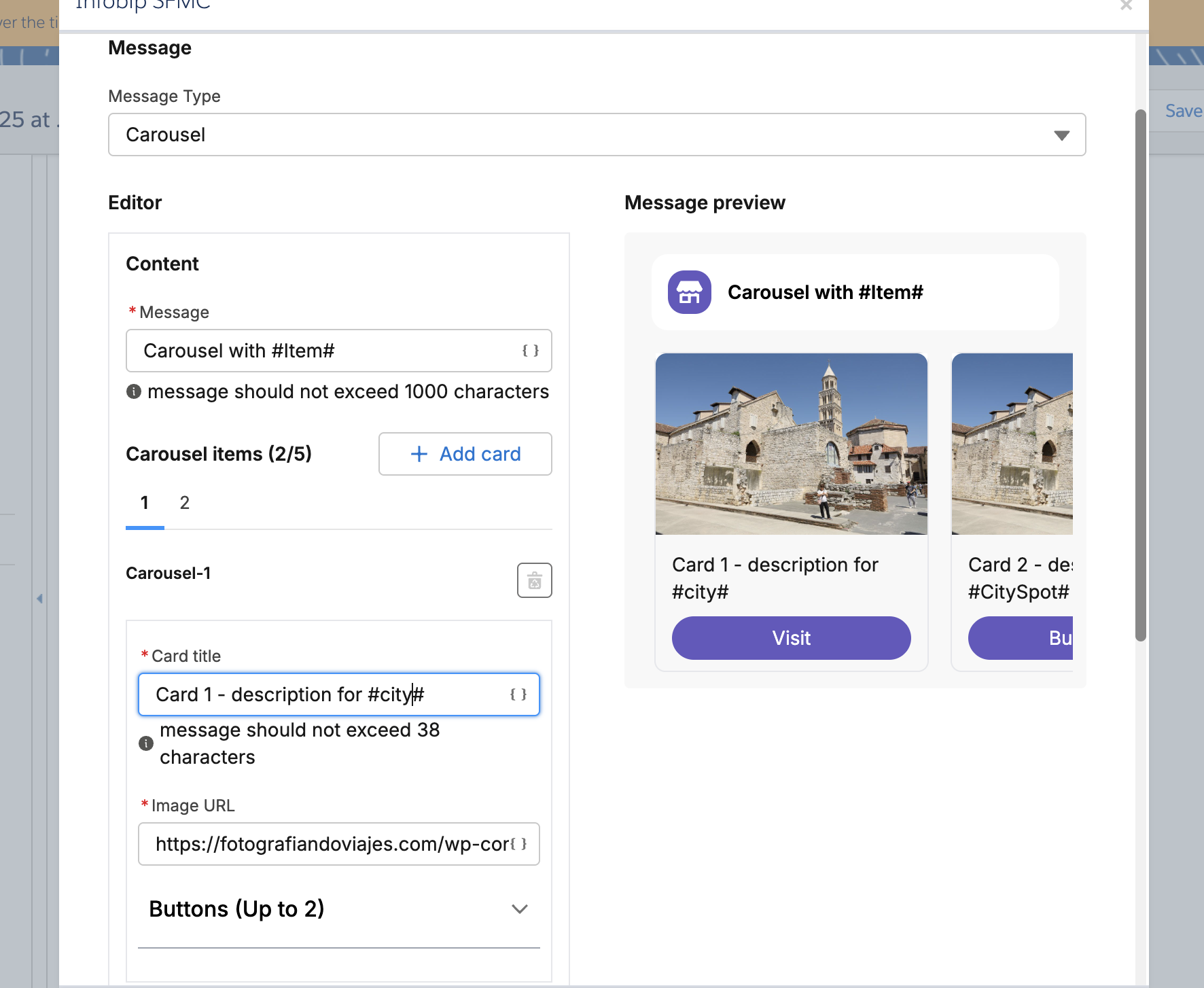 Salesforce Marketing Cloud Viber carosel