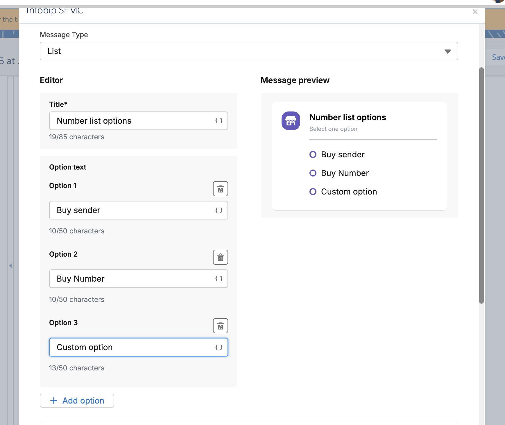 Salesforce Marketing Cloud Viber options