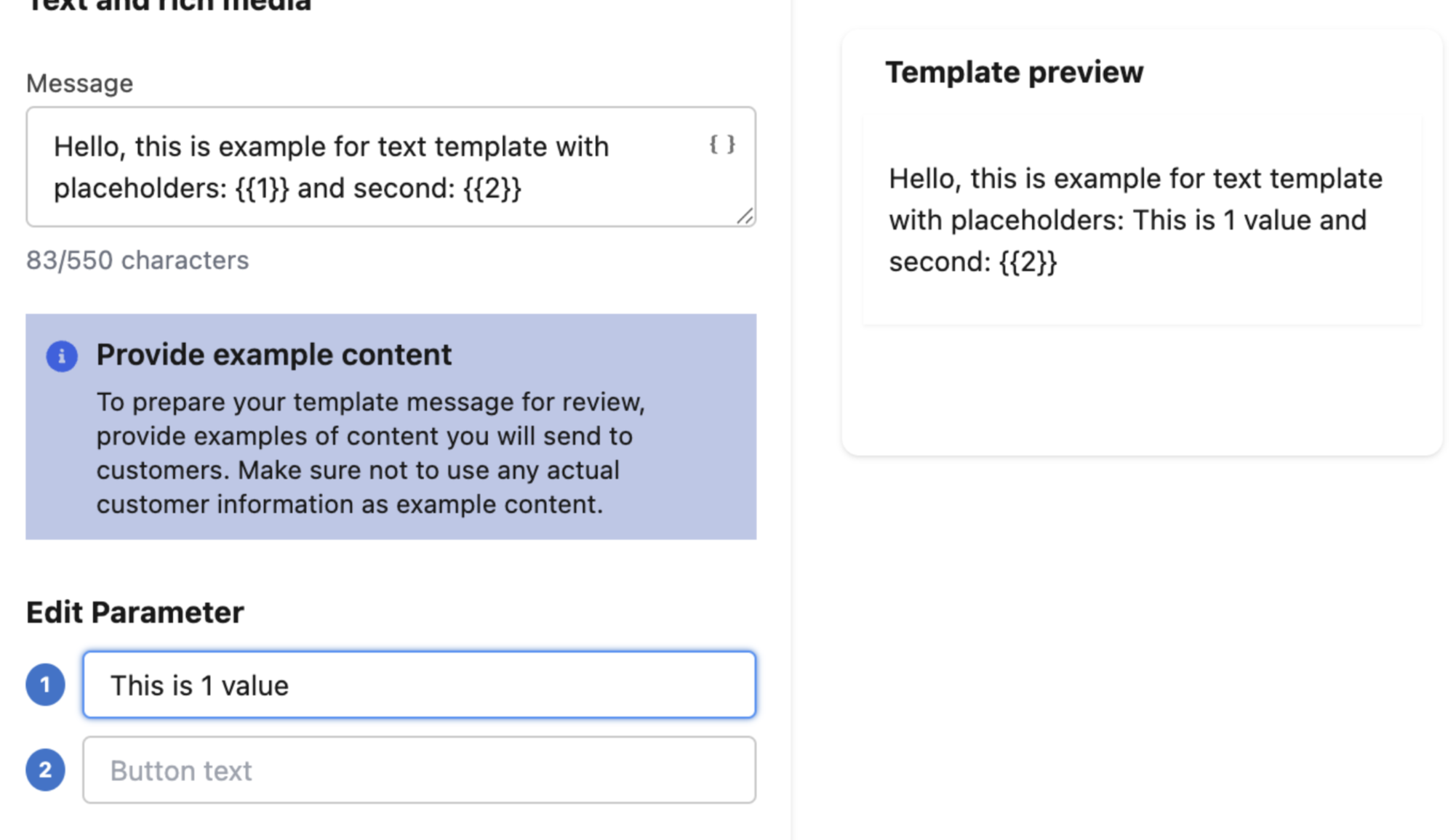 SFMC WhatsApp template - create template