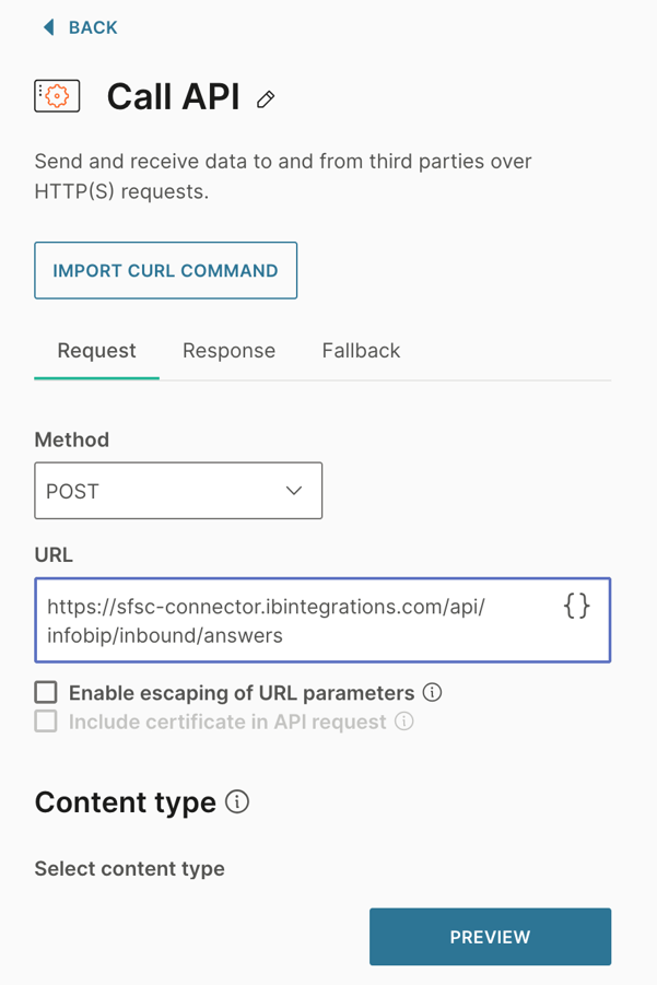Call API configuration in Infobip Answers/Chatbots