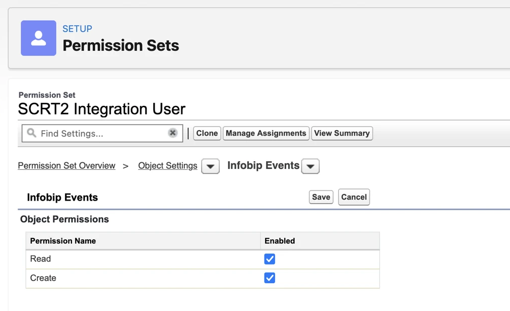 Platform Event object permissions with Read and Create enabled