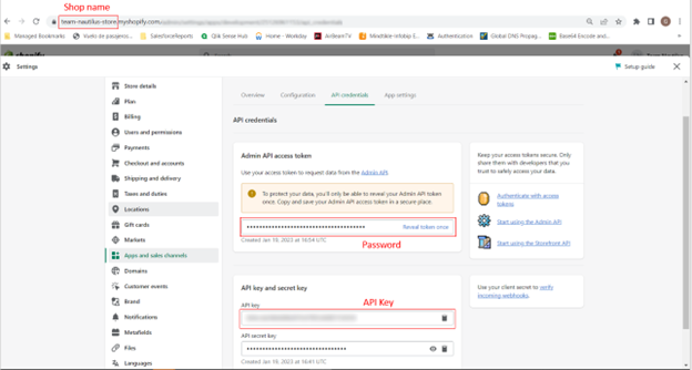 Shopify credentials