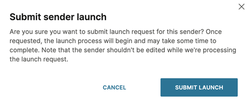Submit sender launch button