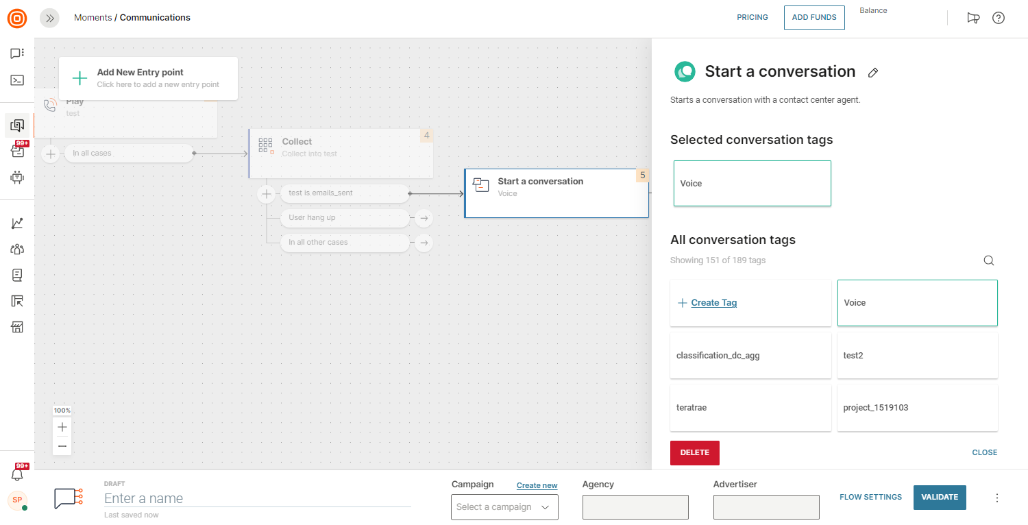 Conversations - Outbound flow tags