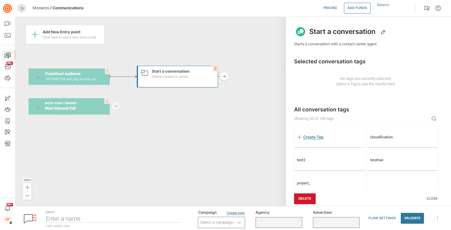 Conversations - Start conversations with flow