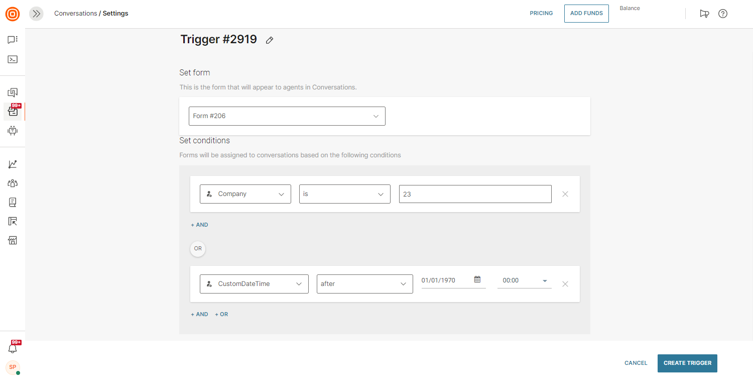 Conversations - Forms triggers