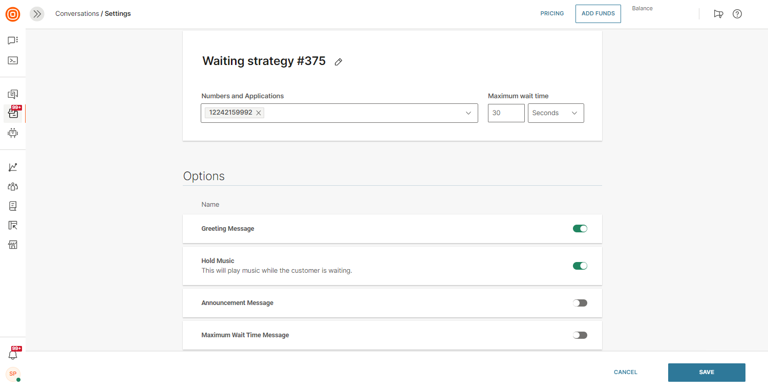 Conversations - Define waiting strategy