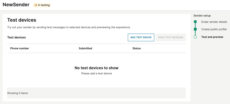 RCS test devices and preview