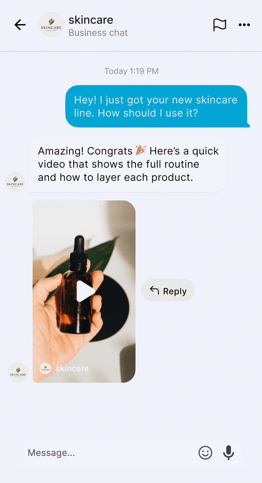 TikTok - Share post message example