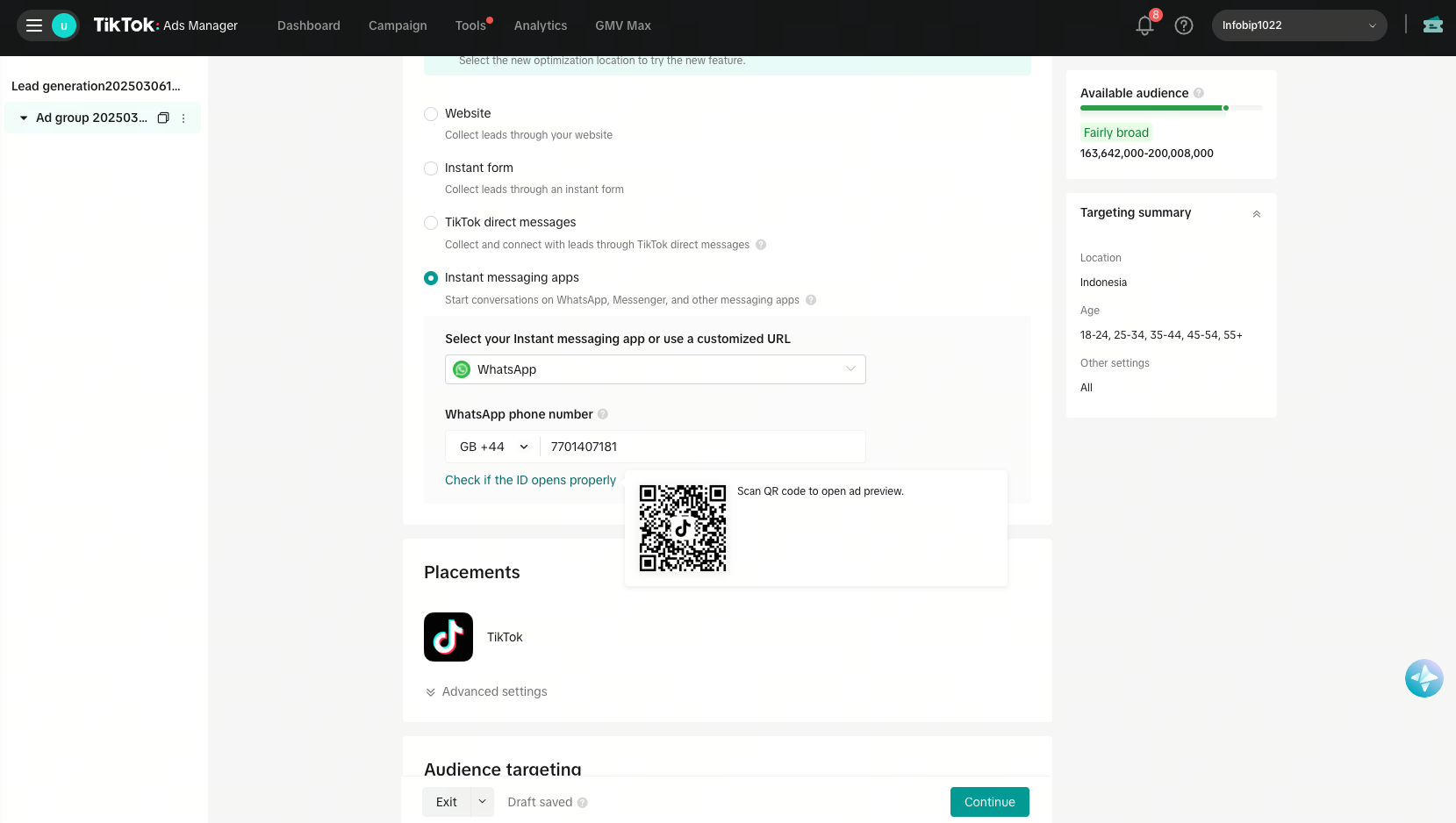 TikTok - Test WA number