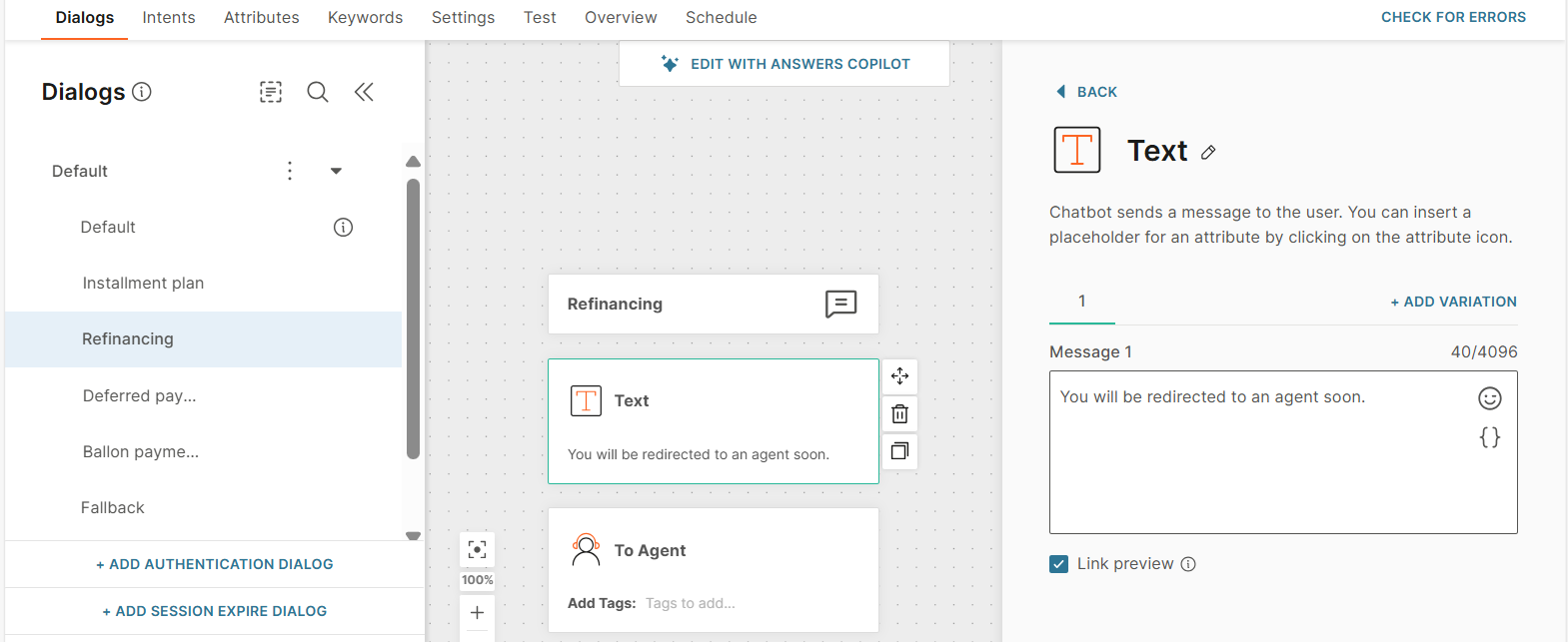 Configure the Refinancing dialog