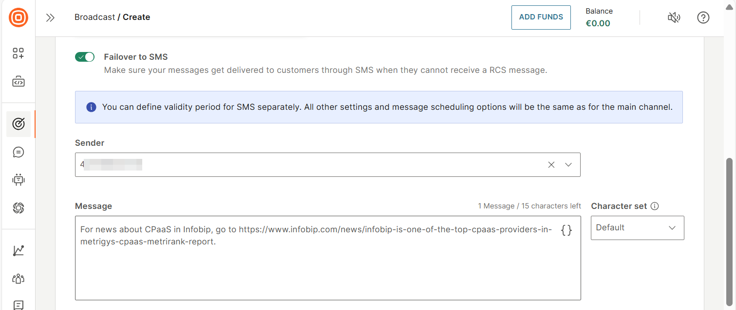 Create the SMS message