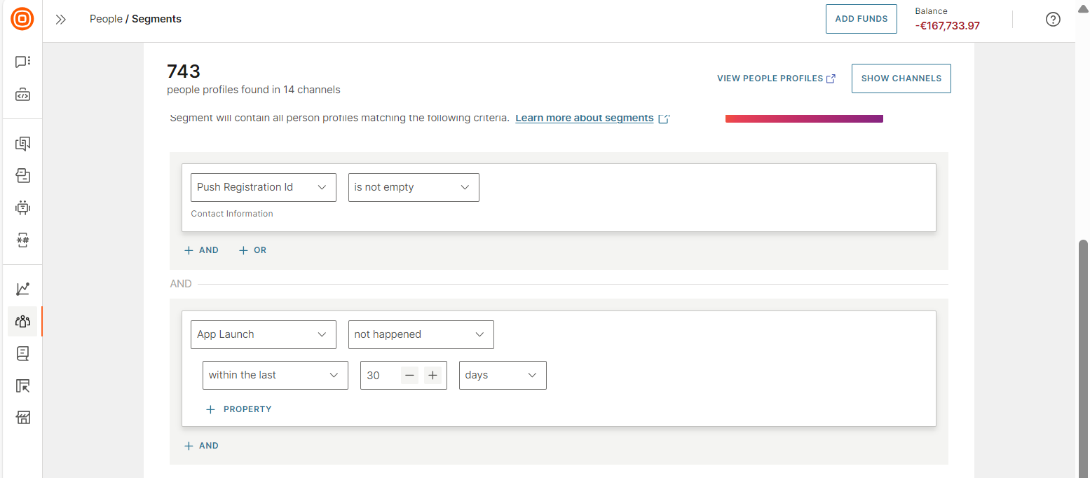 Configure the segment in People