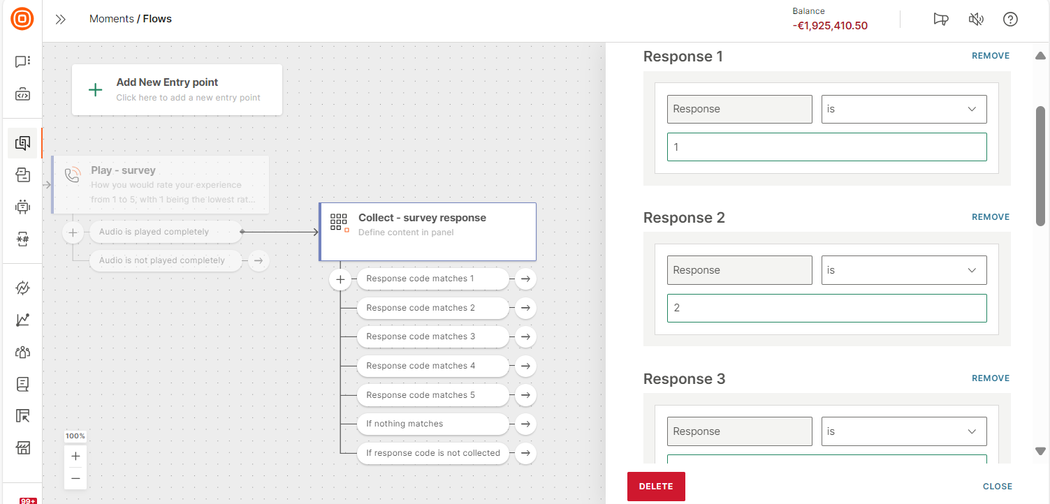 Branch the flow based on survey response