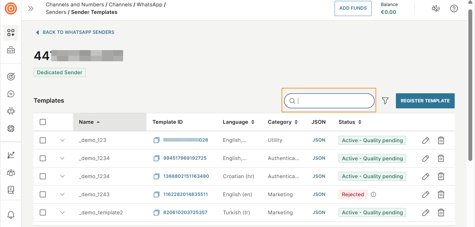 Check the status of the template