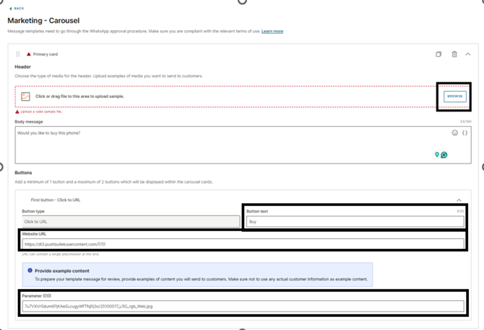 Configure the buttons