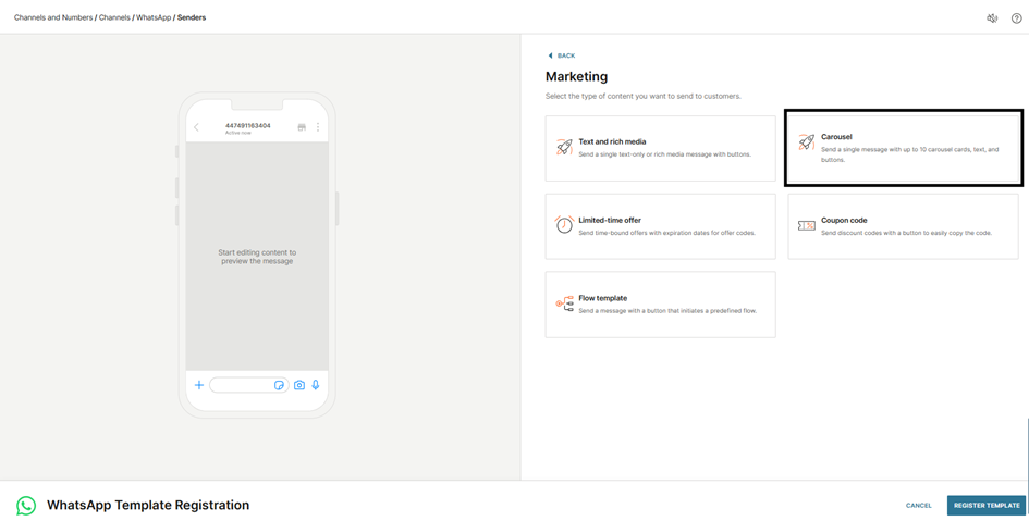 Create Carousel template