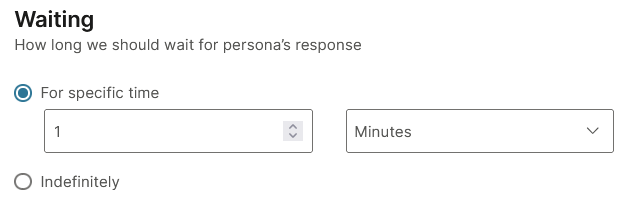 Configure the waiting period in the Wait for an event element