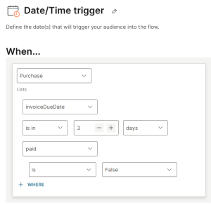 Configure the Date or Time trigger