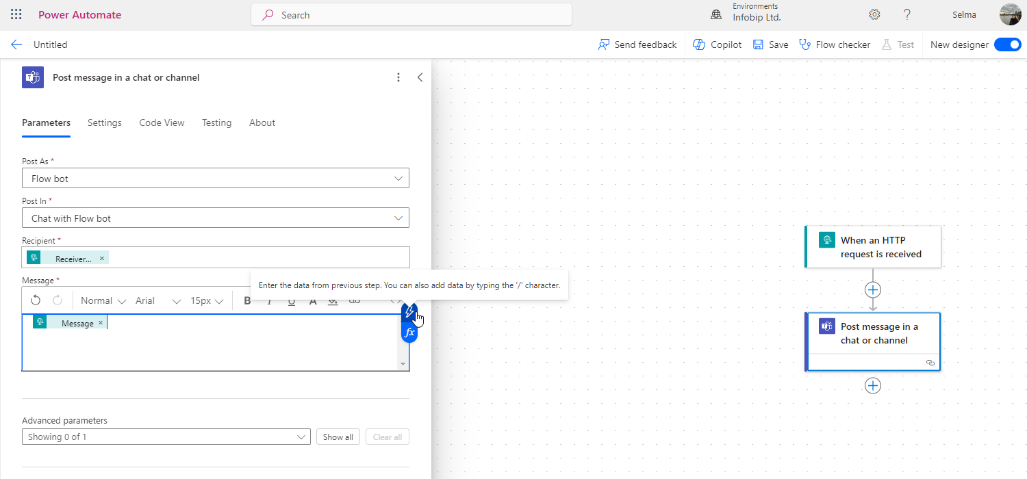Tutorials - Teams in Conversations post message configuration