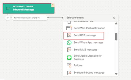 Image that shows how to add the RCS element
