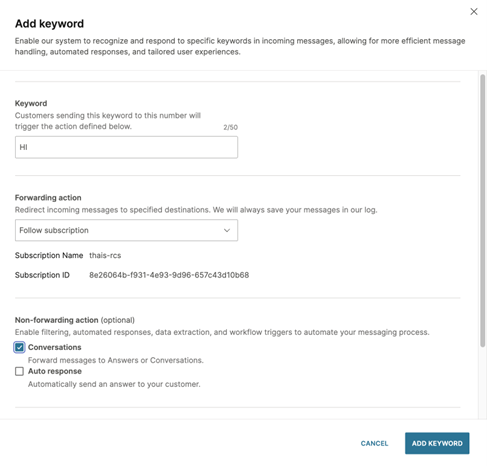 Image that shows how to configure inbound settings