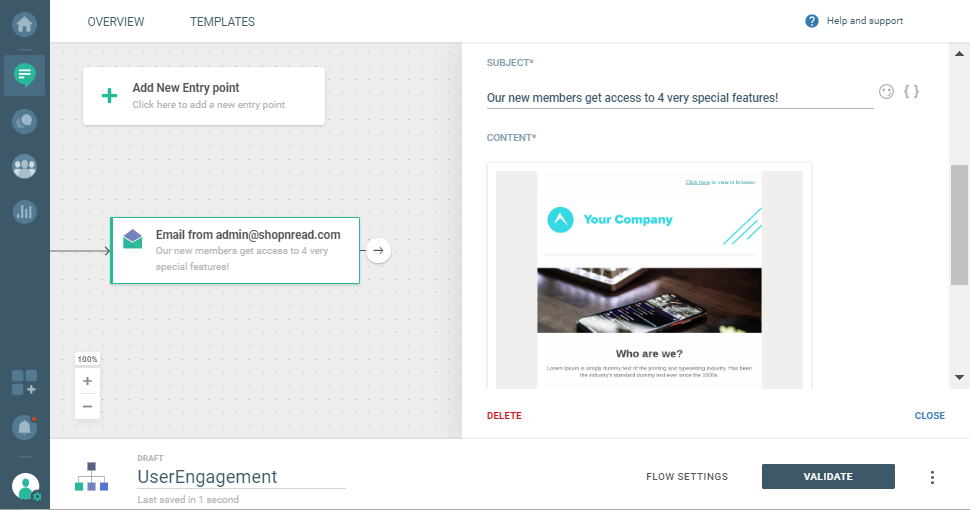 sending email to users via communication platform