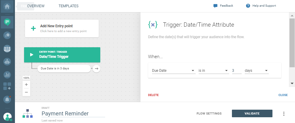 date and time communication trigger