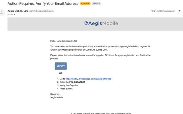 Aegis Mobile verification process