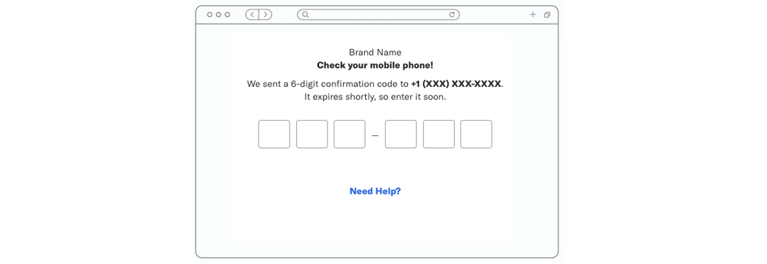 Call-to-Action One-time Passcode - Step 2