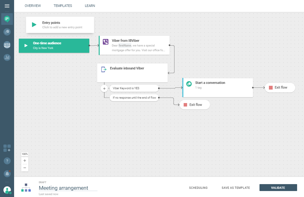 Viber use case - Arrange Meetings With Your Customers flow example