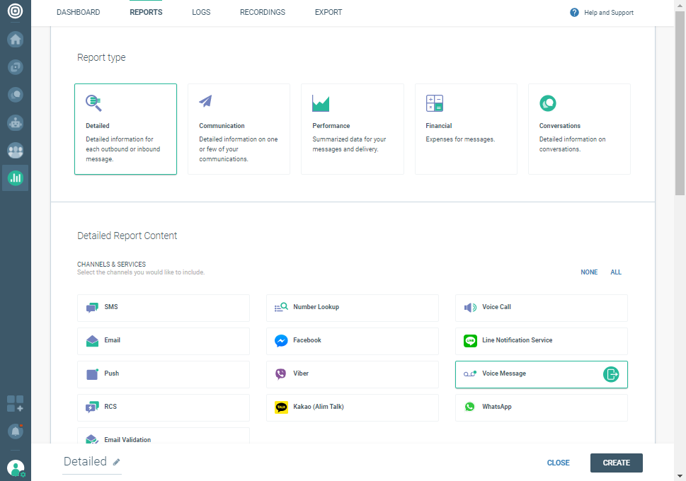 Voice use case - Answering machine detection - create report