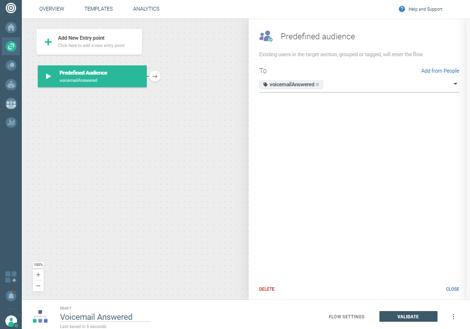 Voice use case - Answering machine detection - voicemail answered