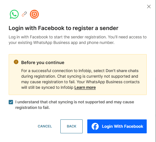 WhatsApp - Login with Facebook
