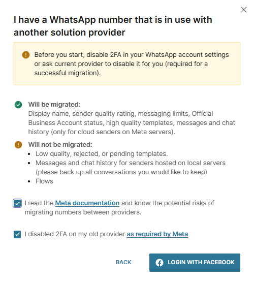 WhatsApp - Number from another provide