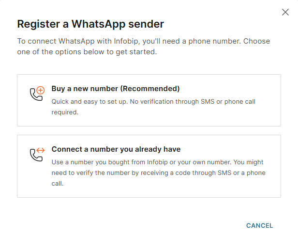 WhatsApp - Register sender