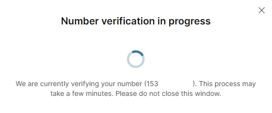 WhatsApp - Number verification in progress