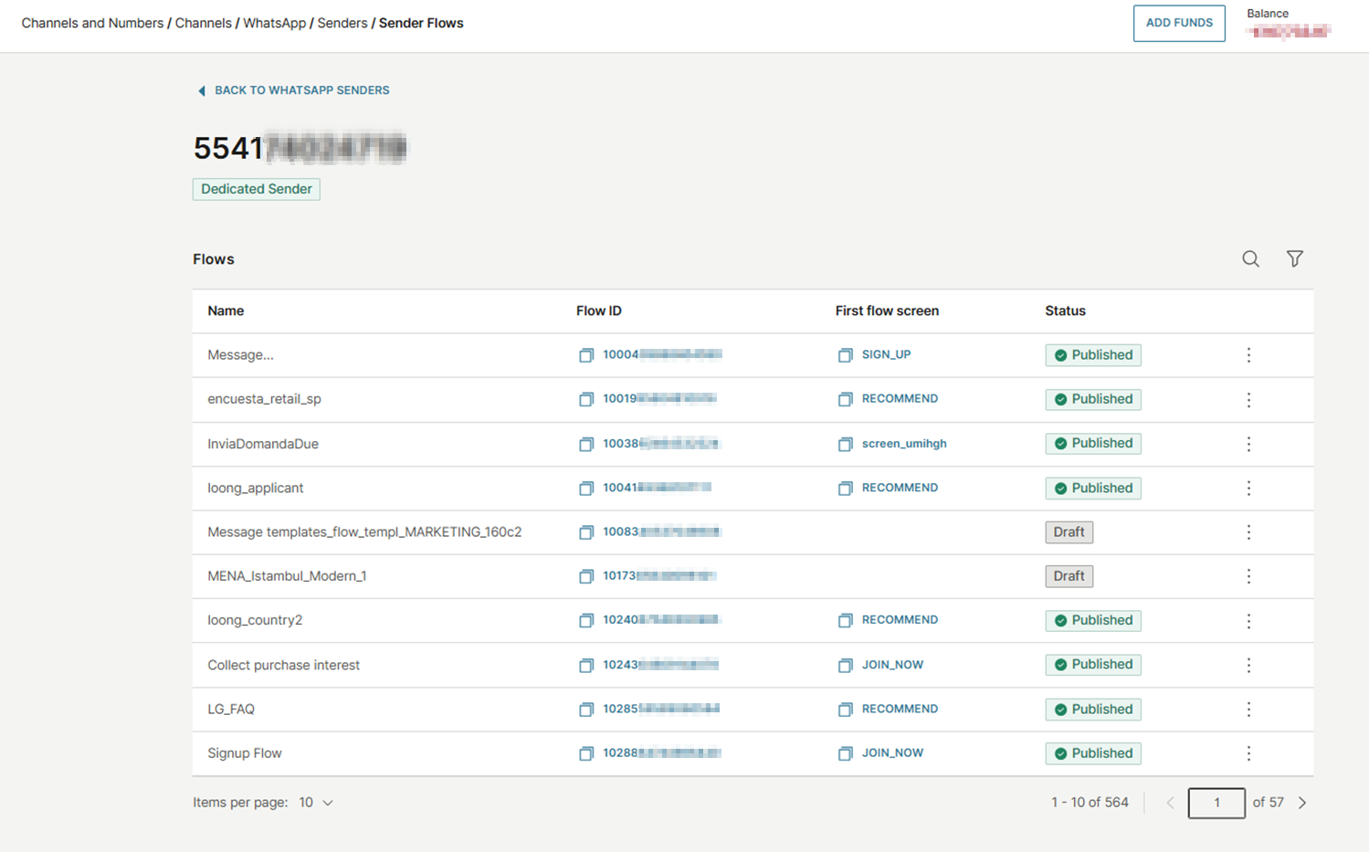 WhatsApp - Flows sender level