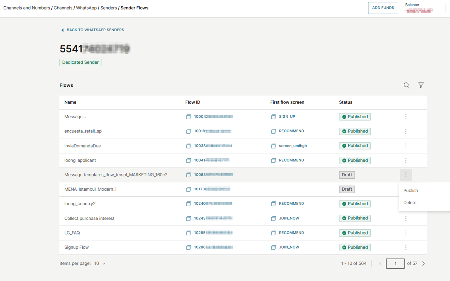 WhatsApp - Flows status change